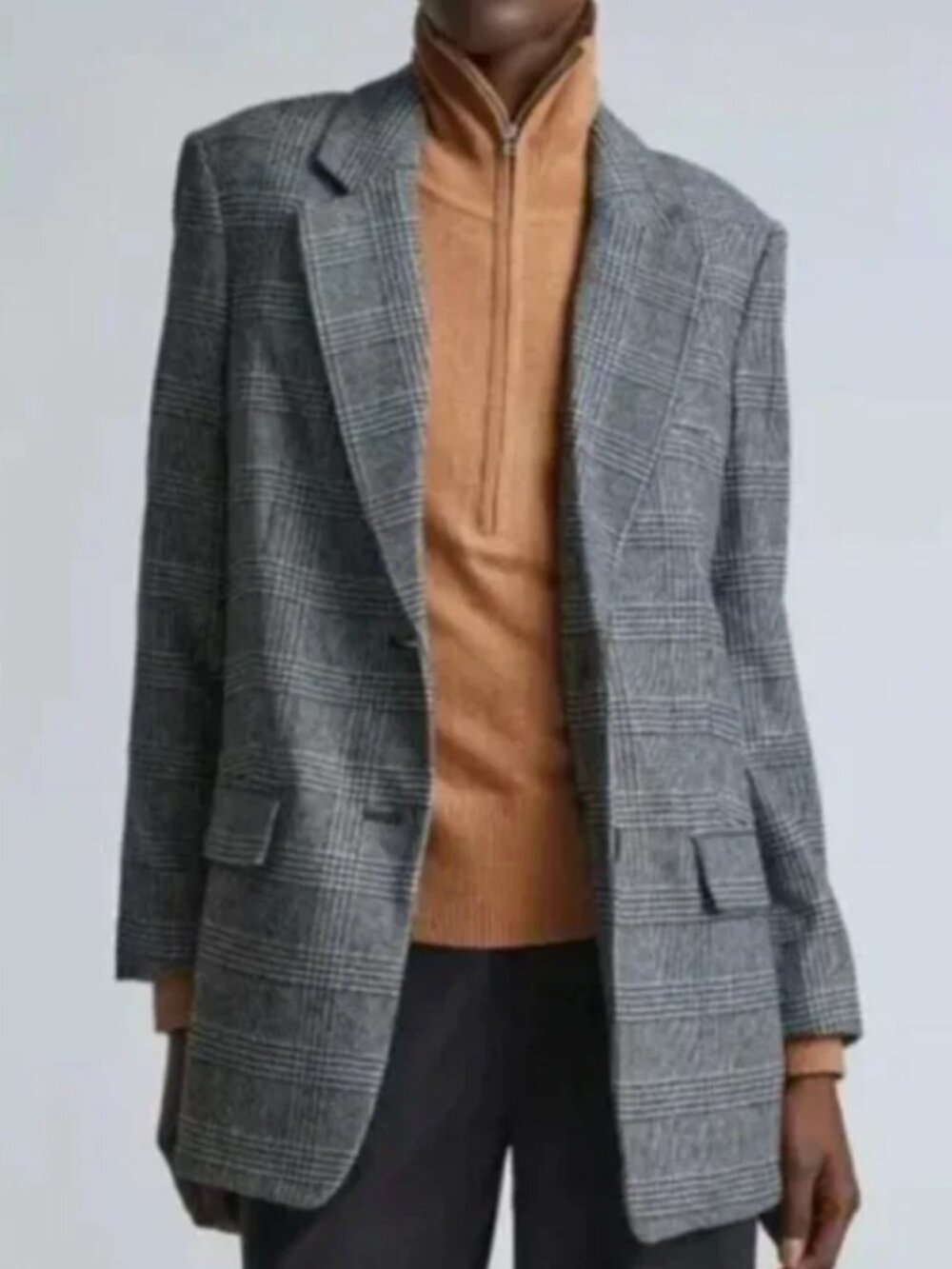 Everlane Italian Wool Oversized Blazer in Plaid